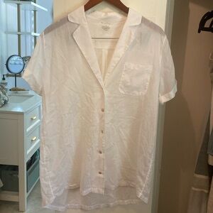 Negative Sheer White Cotton Button Up